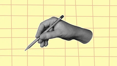 Halftone Hand Drawing Pencil Loop Animation Grid Background Stock Footage 338403253