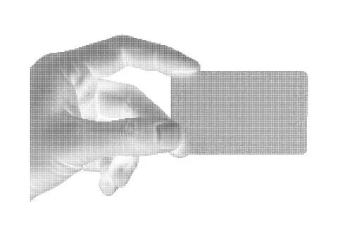 Halftone hand holding blank credit card business element for financial design Stock Illustration
