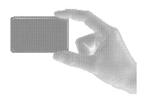 Halftone hand holding blank rectangular card in black and white style for c.. Stock Illustration