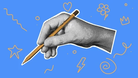Halftone Hand Pencil Drawing Scribbles Loop Animation Stock Footage 339504780