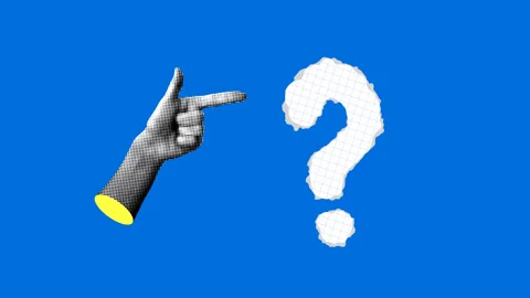 Halftone hand points to a question mark. FAQ. Ask questions and get answers Stock Footage 331216099