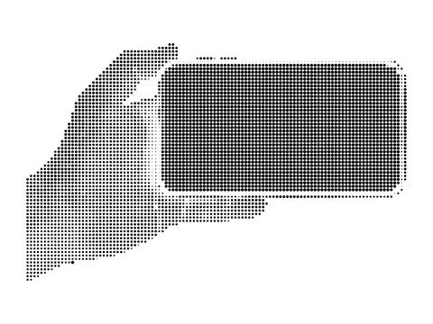 Halftone hand silhouette holding horizontal smartphone device. Stock Illustration