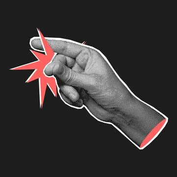 Halftone Hand Snapping Fingers Click Gesture Illustration Stock Illustration