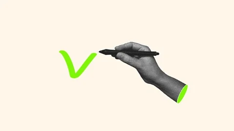 Halftone Hand Stylus Drawing Green Checkmark Loop Animation 스톡 동영상 341410345
