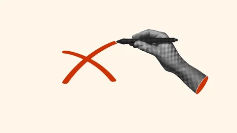 Halftone Hand Stylus Drawing Red Cross Loop Animation Stock Footage 341870594
