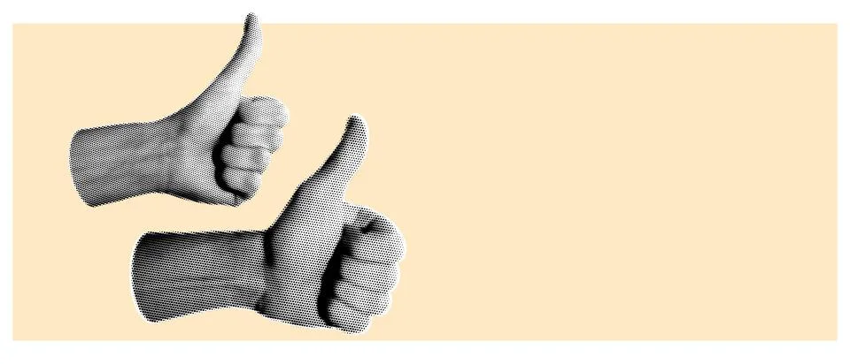 Halftone hands giving a thumbs-up Stock Illustration