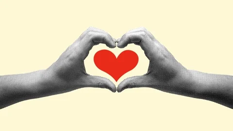 Halftone Hands Heart Shape Beating Animation Stock Footage 338033680