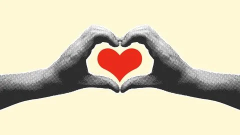 Halftone Hands Heart Shape Love Symbol Illustration Stock Illustration