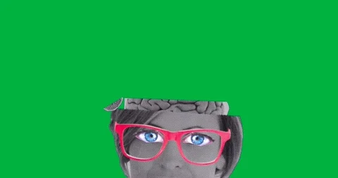 Halftone head on transparent background showing education theme with brain icon Stock Footage 317669083
