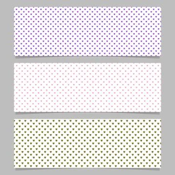 Halftone heart pattern banner template background design set Stock Illustration
