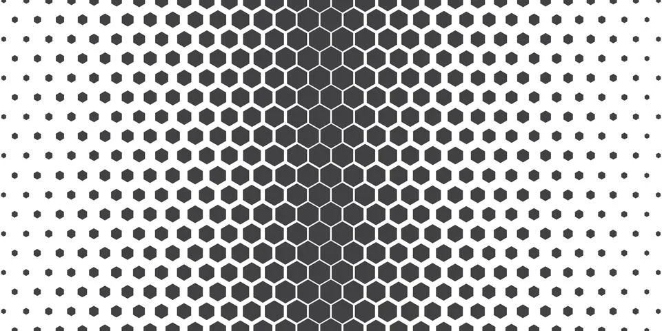 Halftone hexagonal abstract geometric background. Black and white pattern. Hi Stock Illustration