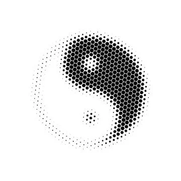 Halftone hexagonal Yin Yang icon. Vector illustration isolated on white Stock Illustration