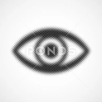 Halftone human eye. Vector illustration. ~ Clip Art #73670011