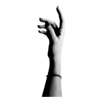 Halftone human hand. Collage design element in trendy magazine style. Retro.. Stock Illustration