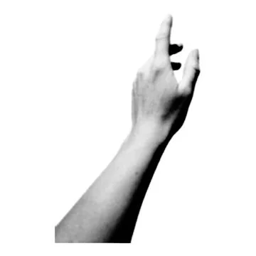 Halftone human hand. Collage design element in trendy magazine style. Retro.. 스톡 일러스트