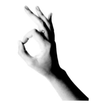 Halftone human hand. Collage design element in trendy magazine style. Retro.. Stock-Illustration