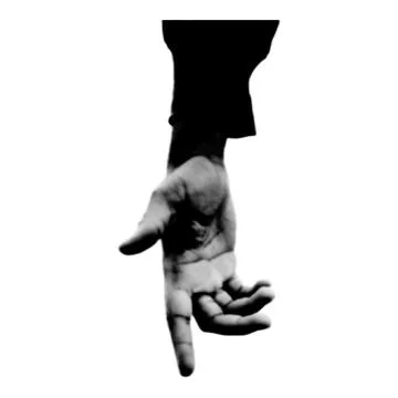 Halftone human hand. Collage design element in trendy magazine style. Retro.. Illustrazione stock