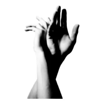 Halftone human hand. Collage design element in trendy magazine style. Retro.. Illustrazione stock