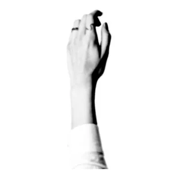 Halftone human hand. Collage design element in trendy magazine style. Retro.. Stock-Illustration