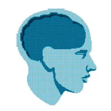 Halftone Human head brain, vector Stock Illustration
