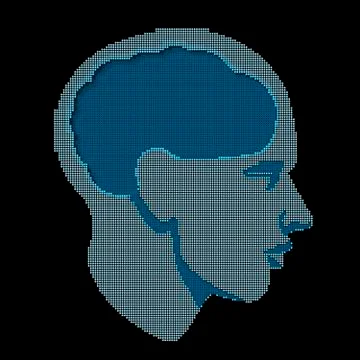 Halftone Human head brain, vector Stock Illustration