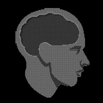 Halftone Human head brain, vector Stock Illustration