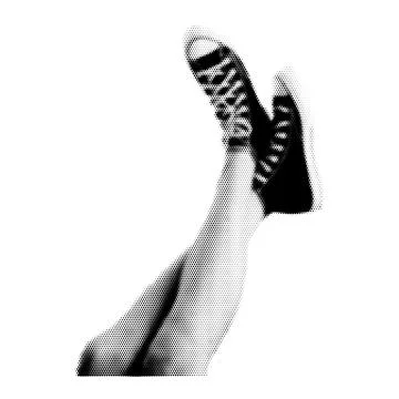 Halftone human leg. Collage design element in trendy magazine style. Vector i Stock-Illustration