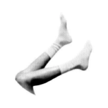 Halftone human leg. Collage design element in trendy magazine style. Vector.. 스톡 일러스트