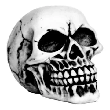Halftone Human skull. Collage design element in trendy magazine style. Vector Illustrazione stock