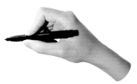 Halftone image of hand holding a pen Stock Illustration