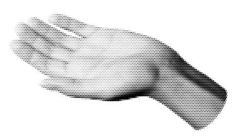 Halftone image of hand. Pop art retro style illustration Stock Illustration
