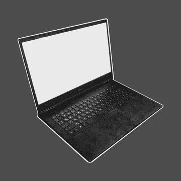 Halftone Laptop Blank Screen Dark Background Illustration Stock Illustration