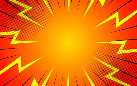 Halftone lightning explosion pop art comic background. Cartoon Vector Illus.. Stock Illustration