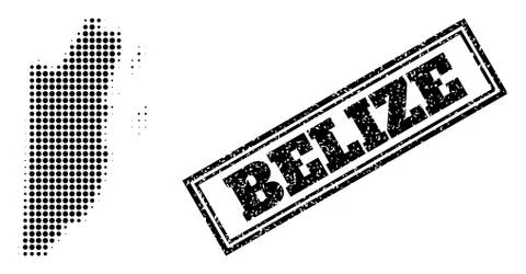 Halftone Map of Belize and Unclean Framed Watermark Stock Illustration