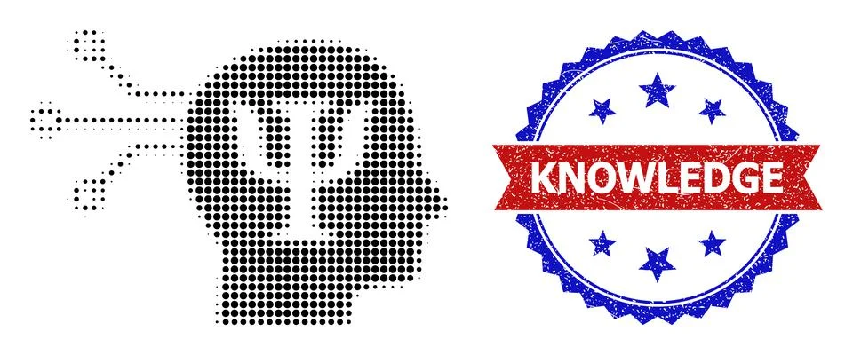Halftone Mental Programming Icon and Unclean Bicolor Knowledge Stamp イラスト素材