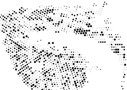 Halftone monochrome dot pattern. Minimalism, vector. Black dots on white ba.. Illustrazione stock