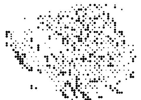 Halftone monochrome dot pattern. Minimalism, vector. Black dots on white ba.. Stock Illustration