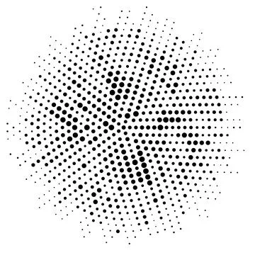 Halftone monochrome pattern with dots around the circle. Minimalism, vector.  Stock Illustration