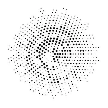 Halftone monochrome pattern with dots around the circle. Minimalism, vector.  Stock Illustration