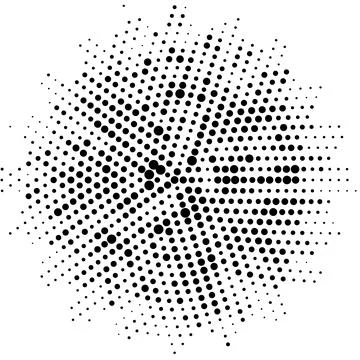 Halftone monochrome pattern with dots around the circle. Minimalism, vector.  Stock Illustration