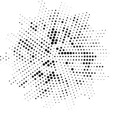 Halftone monochrome pattern with dots around the circle. Minimalism, vector.  Stock Illustration