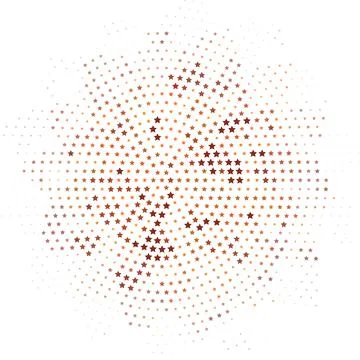 Halftone monochrome pattern with orange, brown, yellow stars around the circl Stock Illustration