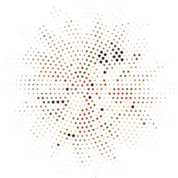 Halftone monochrome pattern with orange, brown, yellow stars around the circl Stock Illustration