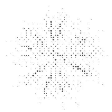 Halftone monochrome pattern with orange, brown, yellow squares around the cir Stock Illustration