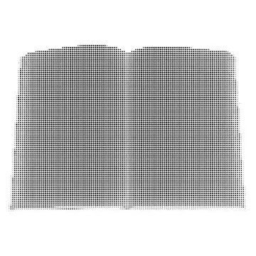 Halftone open book symbol isolated on white background with creative dots p.. Stock Illustration