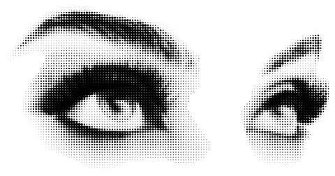 Halftone Open Eyes with Brows and Lashes 스톡 일러스트