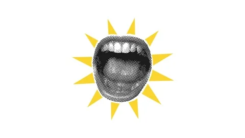 Halftone Open Mouth Screaming Star White Loop Animation Stock Footage 344863217