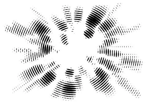 Halftone oval dotted background. Shape with radial energy. Random modern half Stock Illustration