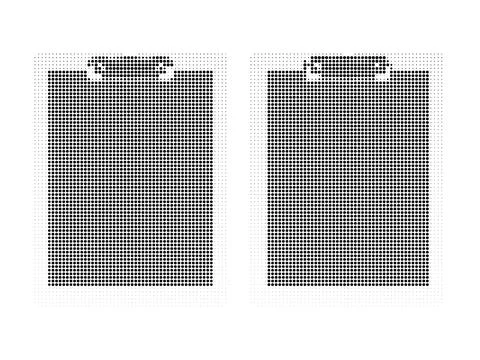 Halftone paper clip icons set vector graphic black and white dot pattern st.. Illustrazione stock
