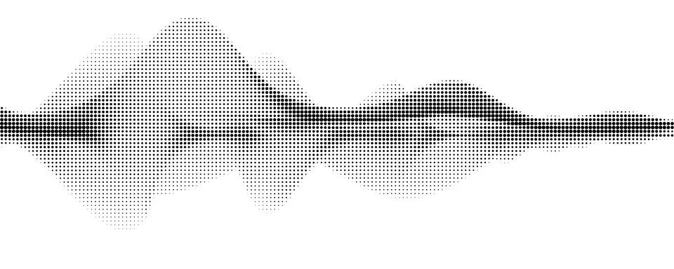 Halftone pattern. Abstract wavy background. Black and white ornament from dots. 库存插图